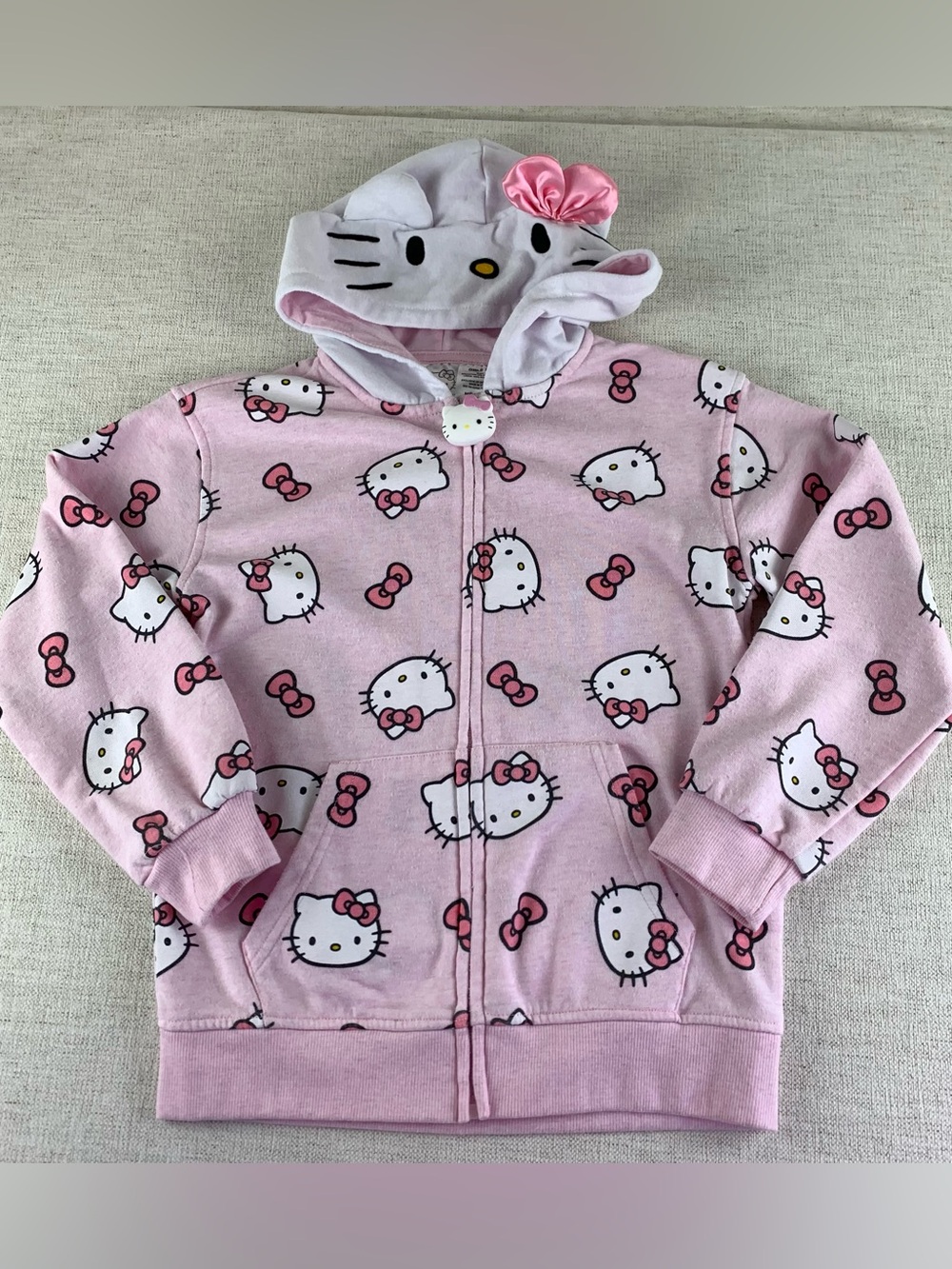 Hello Kitty Pink Character Hooded Zip Hoodie long sleeve girl's size 8